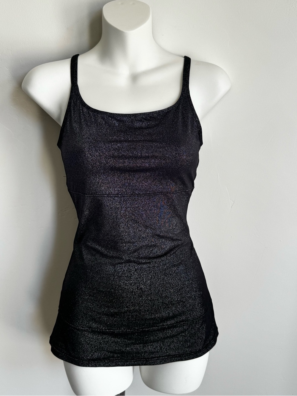 Flexees Shimmery Black Tank with Thin Straps